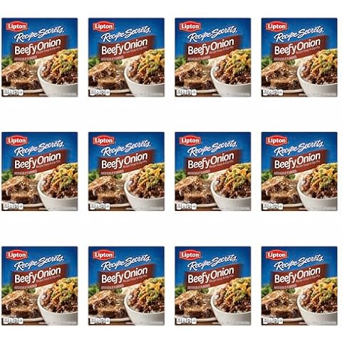 SOUP SECRETS Lipton Recipe Soup and Dip Mix For a Delicious Meal Beefy Onion Great With Your Favorite Recipes, Dip or Soup Mix 2.2 oz, Pack of 12 Cover