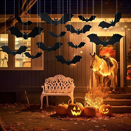 18PCS Hanging Bats Halloween Decorations Realistic Fake Hanging Flying Bats - image 6