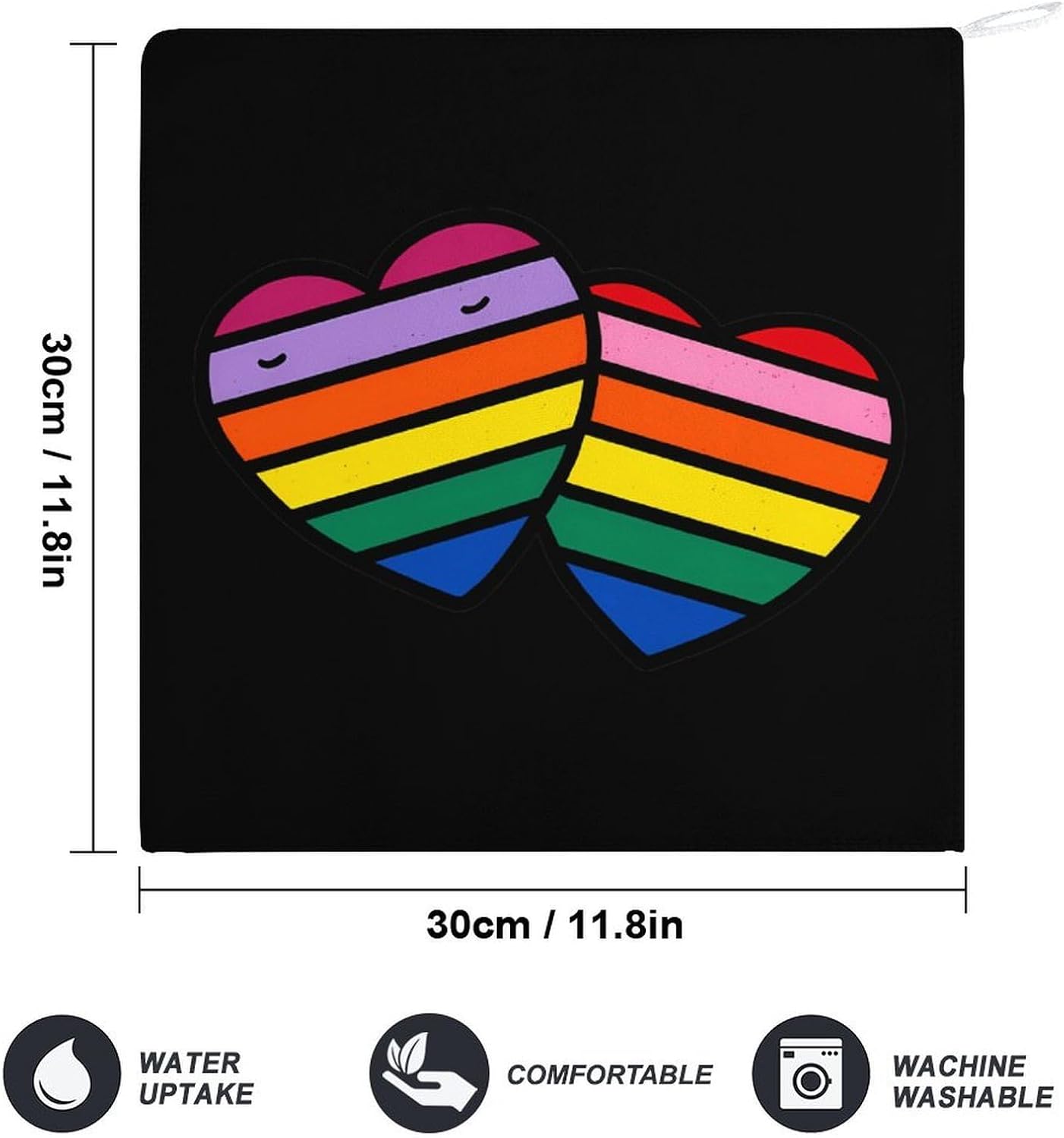 Rainbows Heart Microfiber Hand Towels for Bathroom Soft Absorbent Bath Kitchen Towel with Hanging Loop 4PCS