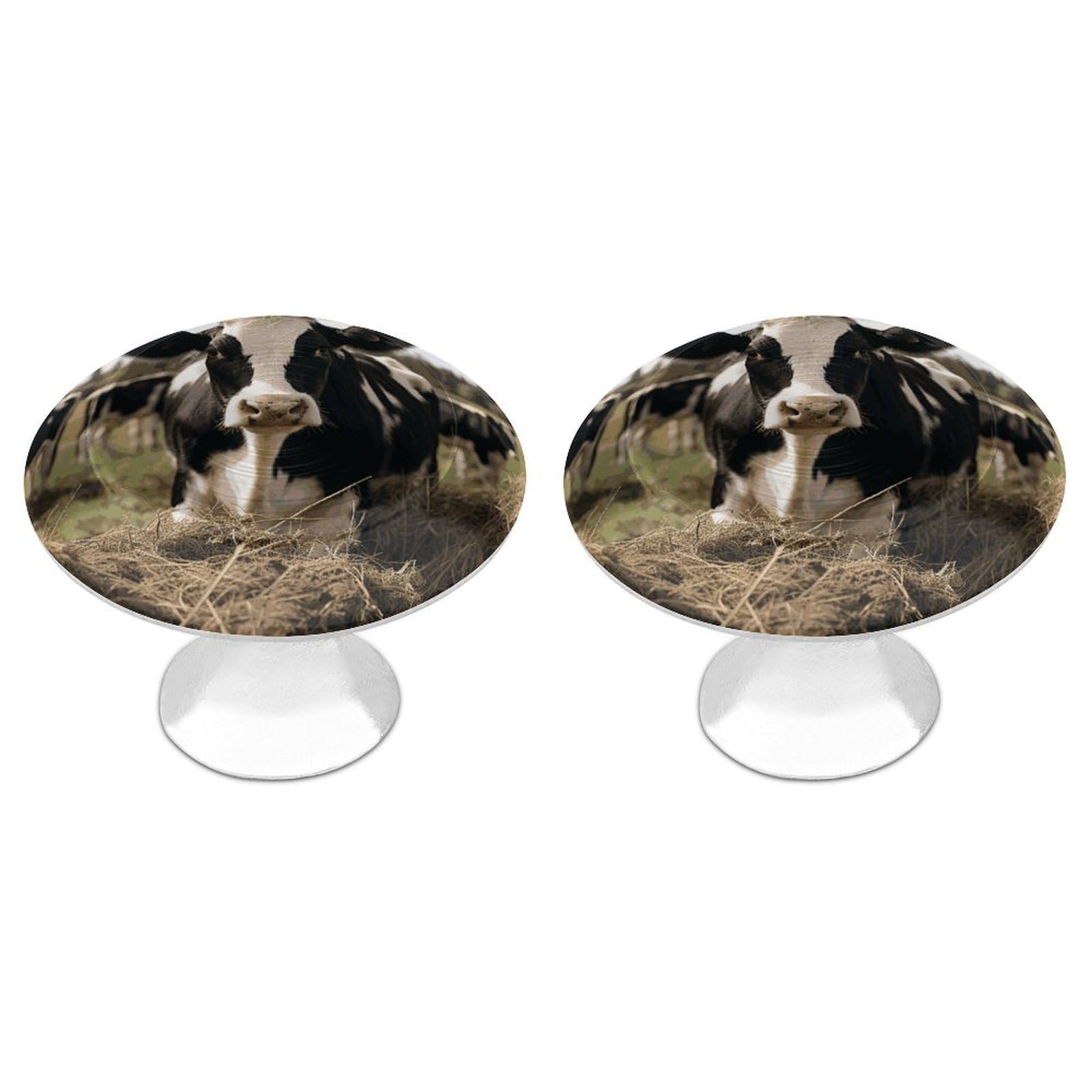QMNLKH Cute Cows Cabinet Knobs for Home, Round Drawer Pulls for Kitchen, Personalized Cupboard Handles with Screw, Fashion Dresser Knobs for Office, Drawer Handles, 2 Packs