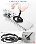 Magtame Magnetic Phone Stand for Magsafe, Ultra-Slim Phone Stand Grip & Magnetic Kickstand, 360°Rotation Multi-Angle Desktop Holder for iPhone 17 16 15 14 Pro Max, Magsafe Case & Android, Black