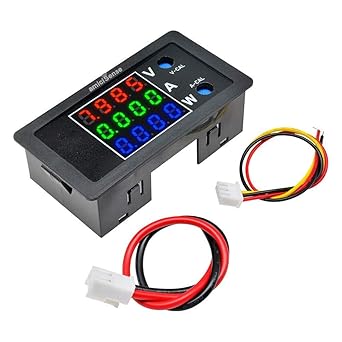amiciSense DC Energy Meter 3 in 1, 0-100V 10A 1000W Power Meter with Multi-Colour Digital Display