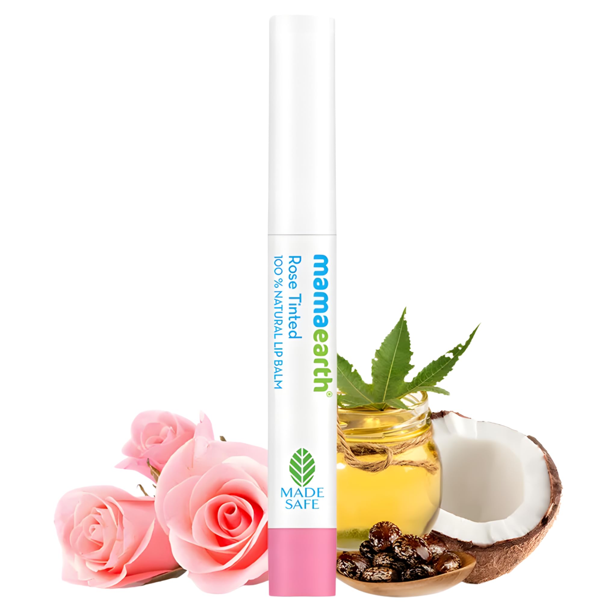 MAMAEARTHNourishing Rose Tinted Natural Lip Balm | 12 Hour Moisturization with Castor & Rose Oil | Relieves Dry, Cracked Lips & Makes Lips Soft & Supple | 0.07 Oz/2g