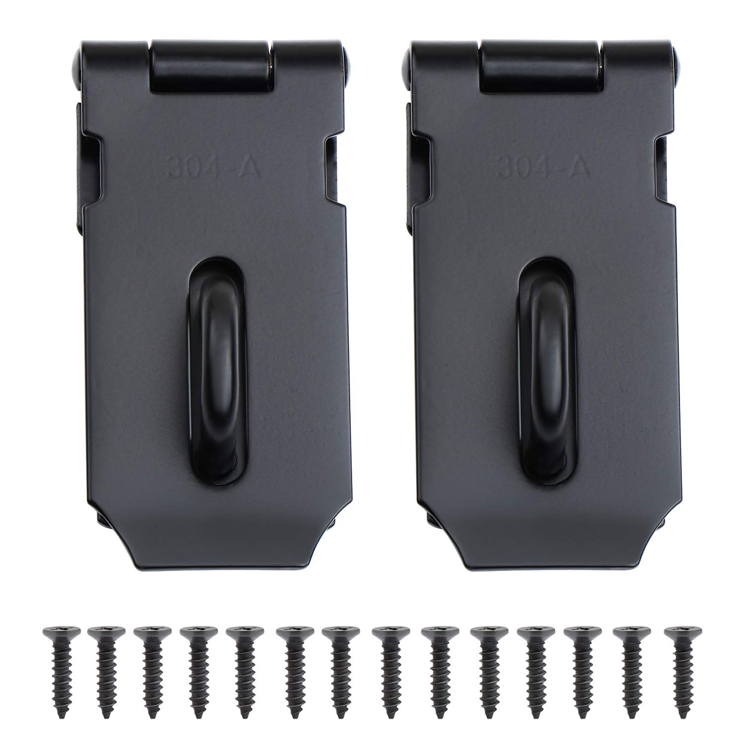 WiMas 3 Inch Heavy Duty Padlock Hasp,304 Stainless Steel Safety Door/Cabinet Padlock Clasp with Screws for Door Bolt, Sheds, Gates,Storage Containers 2 Pack (Black)