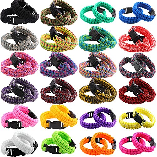 Nasogod Survival Paracord Bracelet Outdoor Wraps Emergency 350 Parachute Bracelet 9inch Pack of 2
