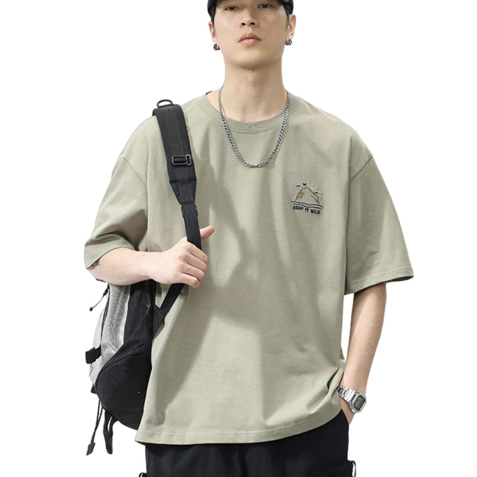 BAODANWUXIANTshirt Oversize T-Shirt Tops For Men Printed Short Sleeve Tops Casual Graphic Tee Crew Neck Chic Blouse Loose Fit