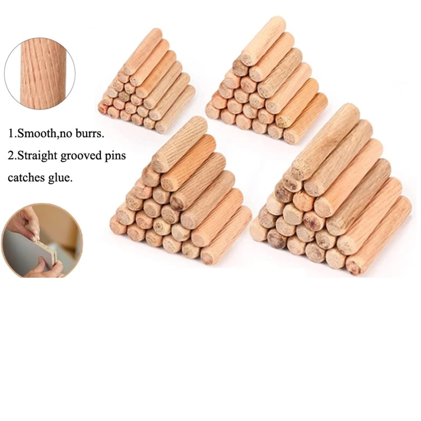 100/50 Stück Holzdübel for Schrankschublade, rund, geriffelt, Holz, Basteldübel, Stangen, Möbelbeschlag FüR Diy, Modellbau Und Heimwerker(Log color 1x10cm,50pcs)