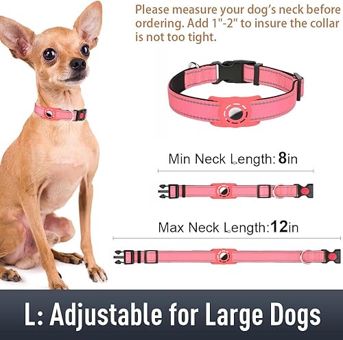 Miniatura 6 de Airtag - Collar de perro para cachorros, collares reflectantes con soporte AirTag, hebilla de bloqueo de seguridad y acolchado suave, collar de
