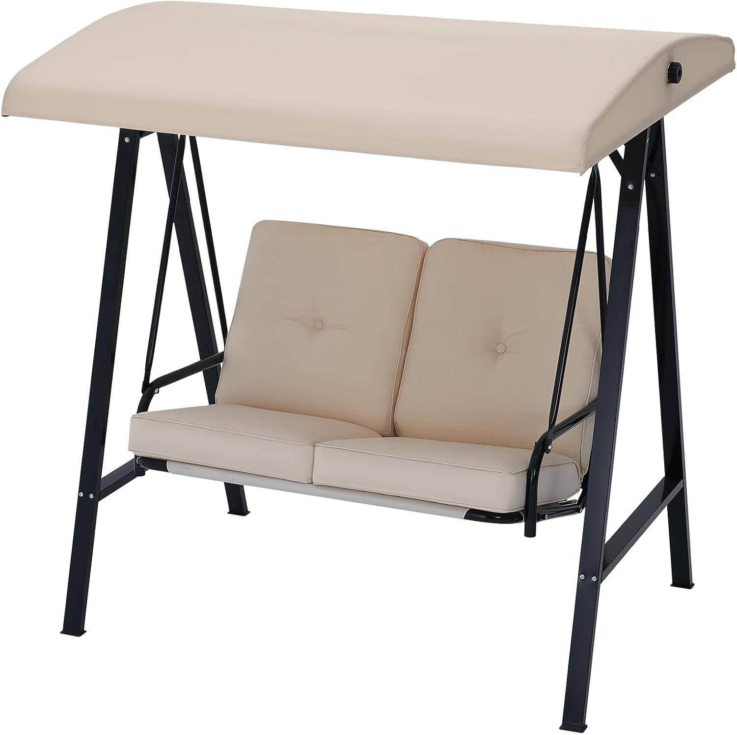 YODOLLA 2-Sitzer Hollywoodschaukel mit Sonnendach, Gartenschaukel Gartenliege mit abnehmbarem Kissen, Verandaschaukel geeignet für Hinterhof, Garten, Hof, Poolside (Beige)