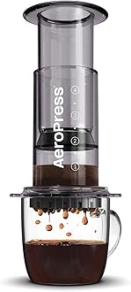 AeroPress Clear Black Coffee Press - All-in-One French Press, Pour-Over & Espresso Style Manual Brewer, 2 Min Brew for Less Bitterness, More Flavor, Small Portable Coffee Maker, Travel & Camping
