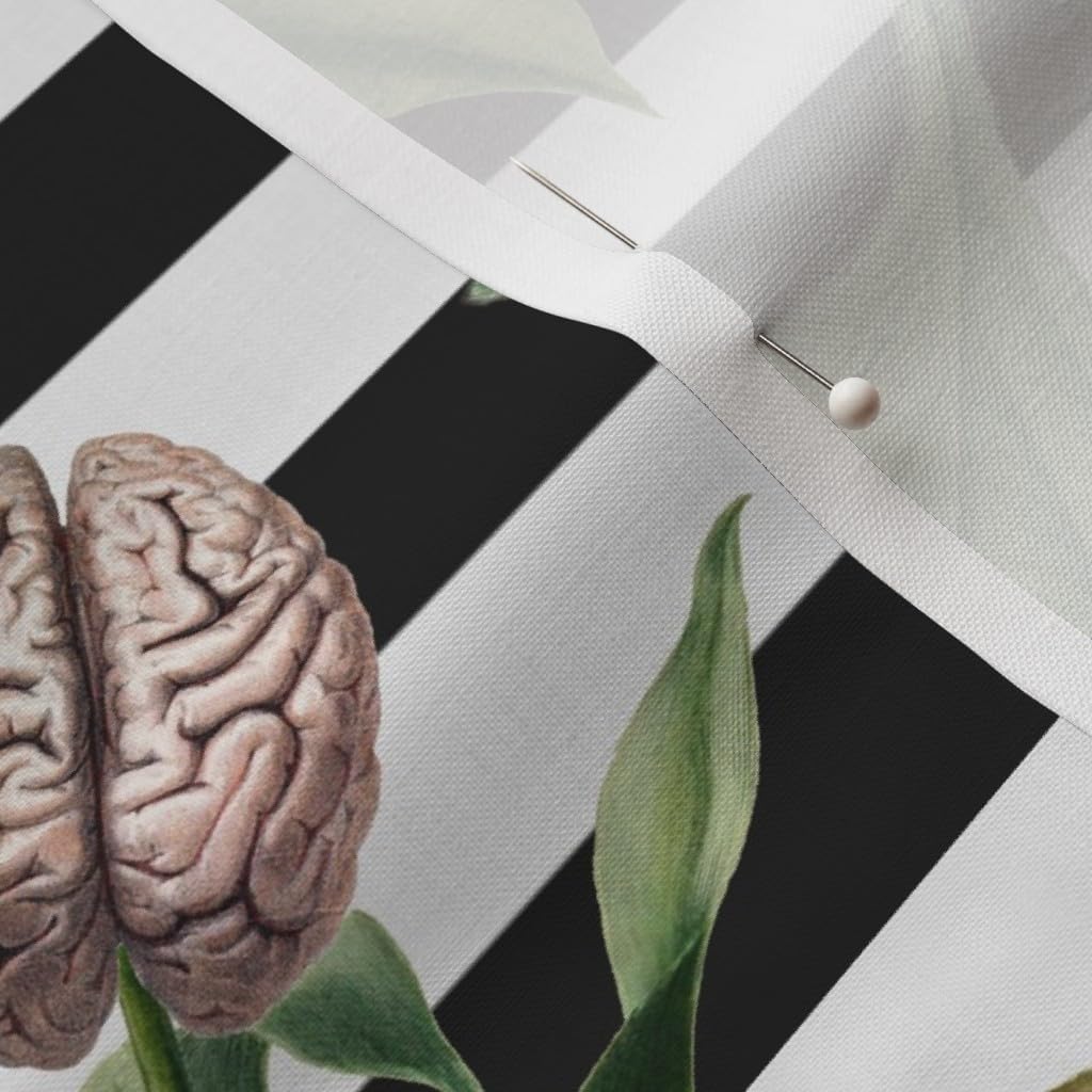 Spoonflower Fabric - Anatomy Stripes Botanical Vintage Brains Victorian Maximalist Printed on Petal Signature Cotton Fabric Fat Quarter - Sewing Quilting Apparel Crafts Decor