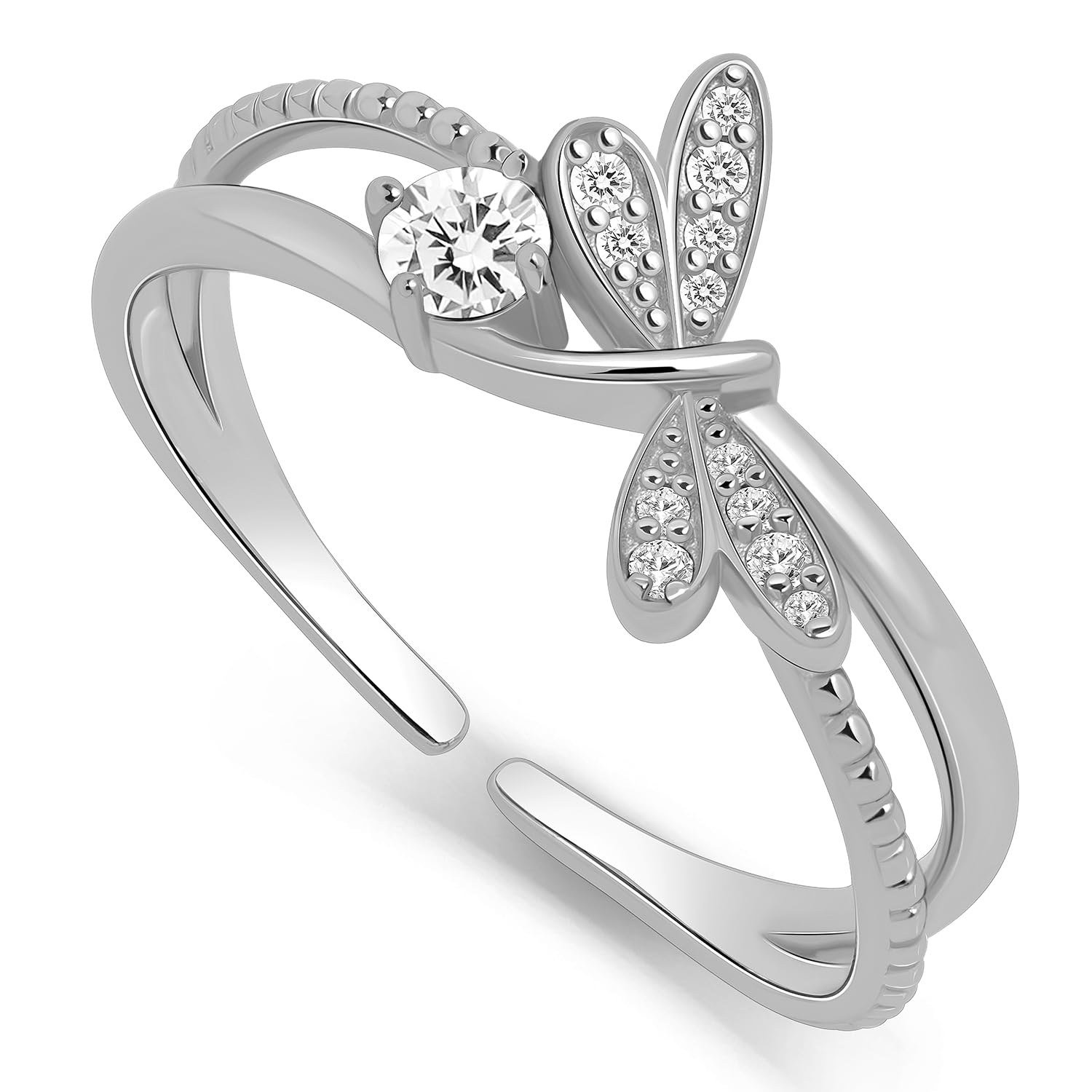 Meissa Anillo para Mujer Anillos Libélula con Circonia Joyería Ajustable en Plata de Ley 925 Disponible en Oro Plata y Oro Rosa Regalo para Niñas Mujeres Adolescentes