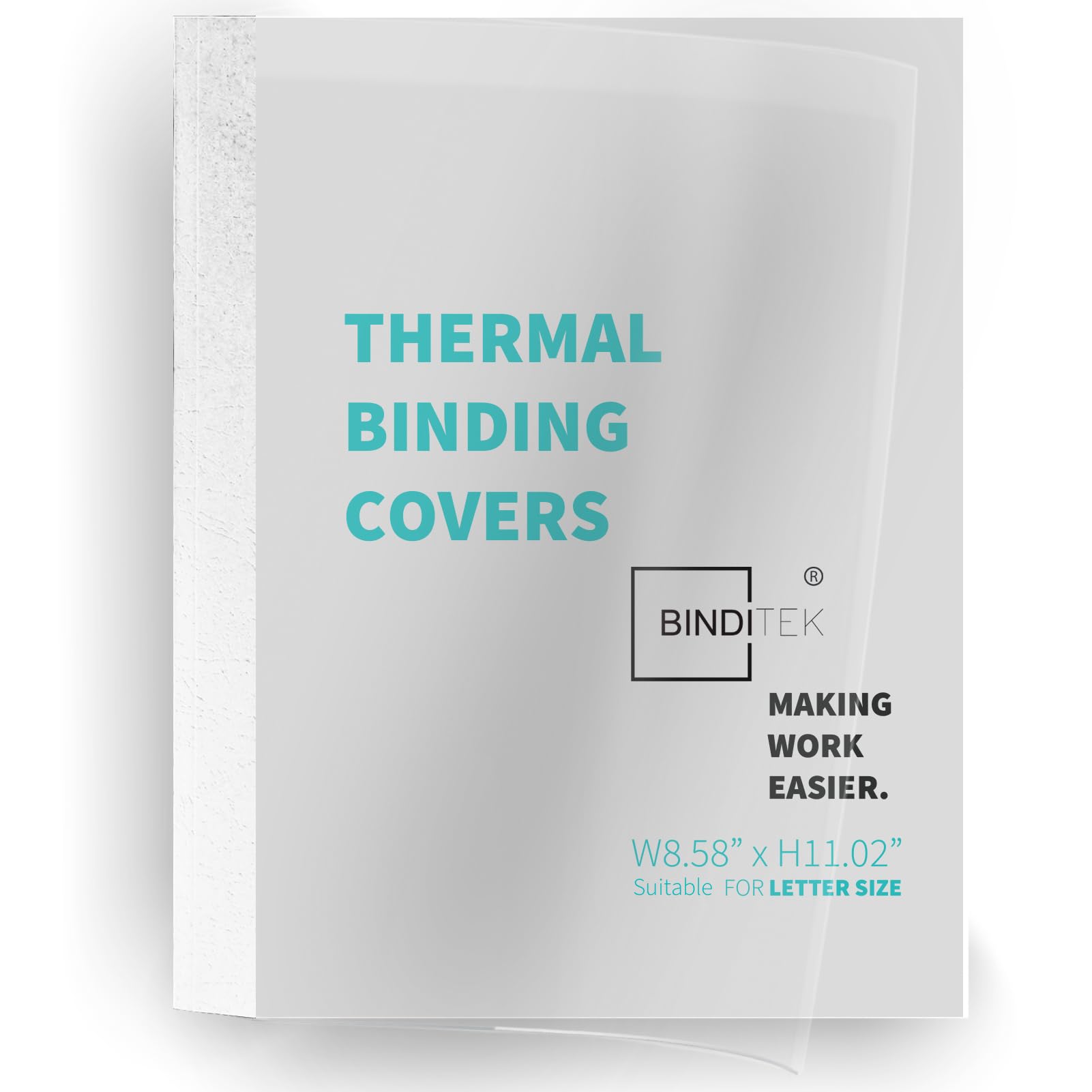Binditek 10 Pack Thermal Binding Presentation Covers, 1/16 Inch Spine, Holds 15 Sheets, Ultra Clear Front Cover, White Paper Back Cover, Letter Size, for Students and Coworkers