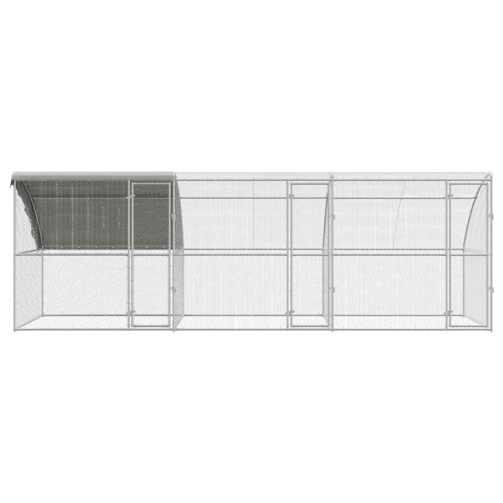 Gabbia per polli, 3 pezzi, argento, 600 x 200 x 200 cm, in acciaio