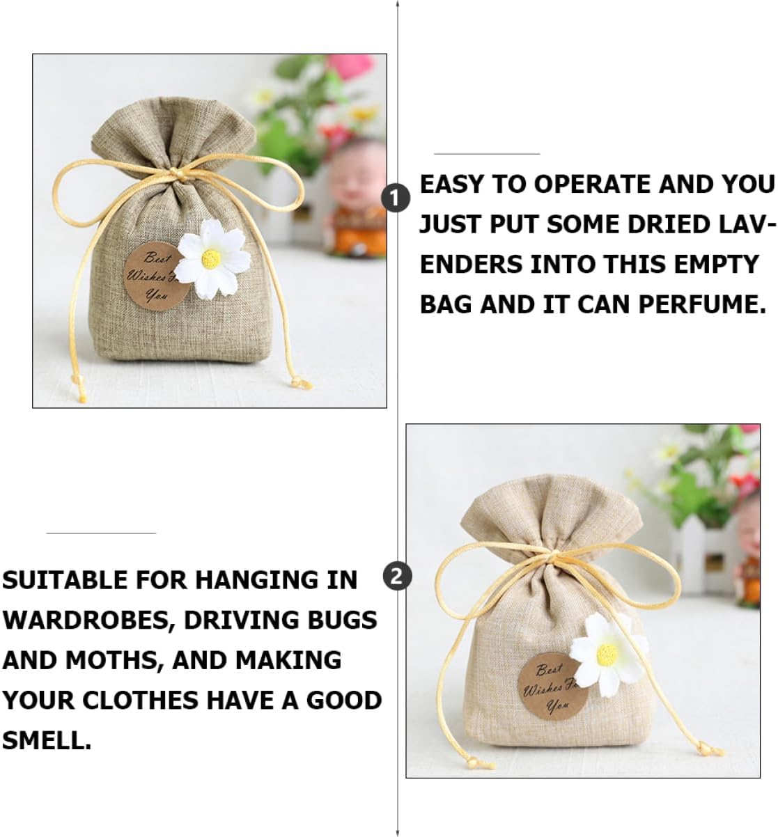 ORFOFE 9pcs Decorative Sachet Bags for Drawstring Storage Bags Empty Scent Lavender Pouches Home Fragrance Sachets