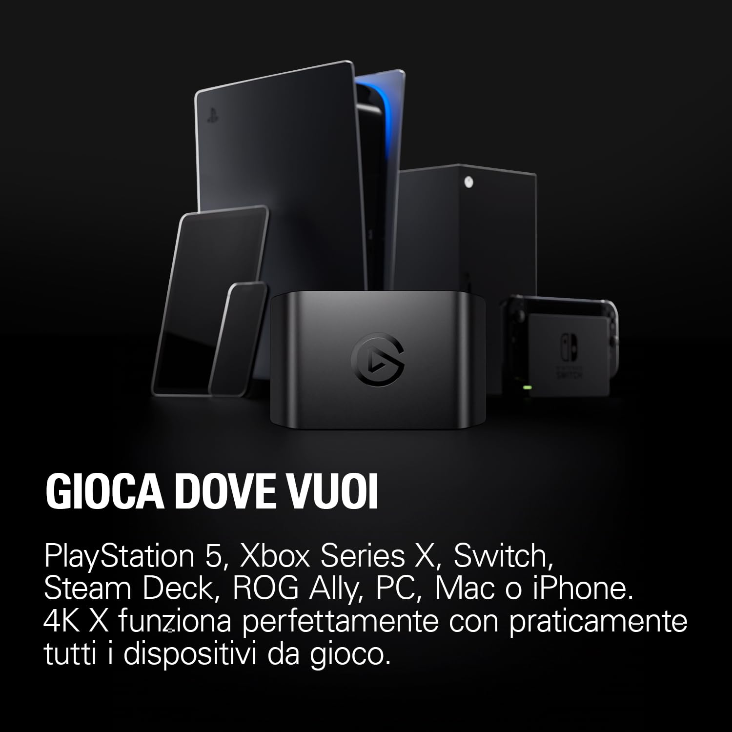 Elgato 4K X - Cattura 4K144 con Latenza Ultra-Bassa su PS5|Pro, Xbox Series X|S, Nintendo Switch 2, OBS e Altro, HDMI 2.1, VRR, HDR10, USB 3.2 Gen 2, per Streaming, Compatibile con PC|Mac|iPad
