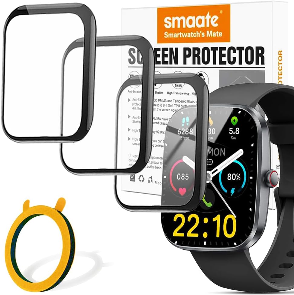 3D Screen protectors Compatible with Kuizil T70 1.91 inches smartwatch, 3 Piece, Full Coverage, Anti-shatter, 3DT70P10