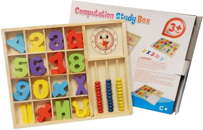Wooden Kids Child Learning Numbers Maths Symbol Counting Sticks Abacus Box (B: Abacus)