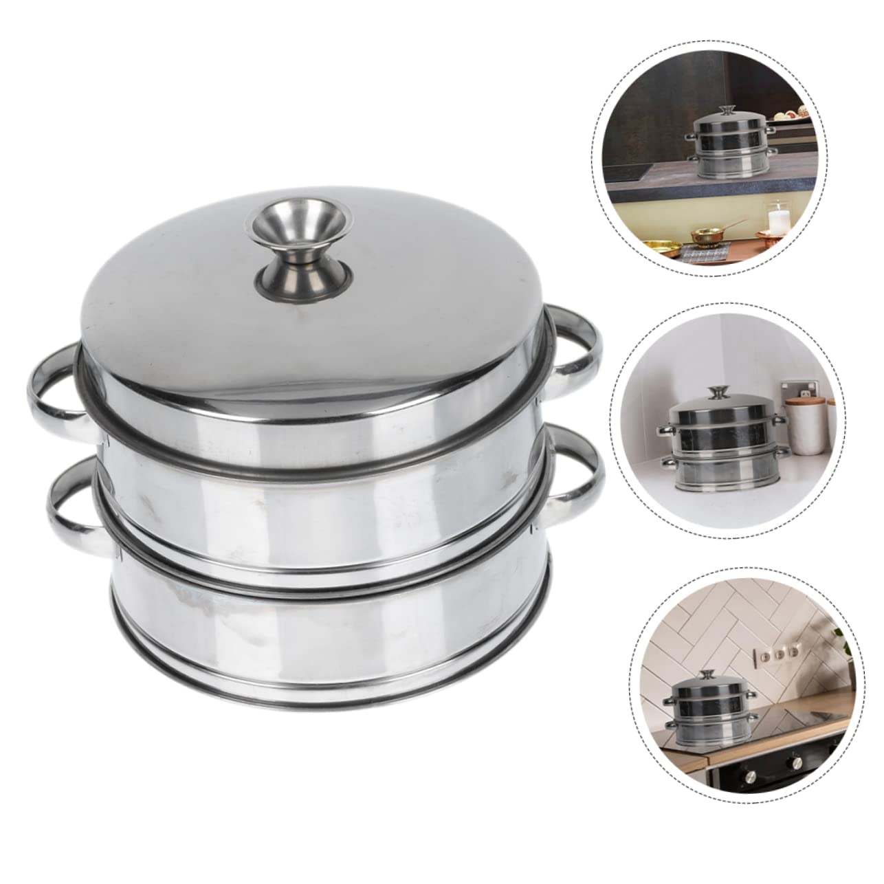 UKCOCO Vaporera De Acero Inoxidable De Vaporera Con Tapa Para Cocinar Al Vapor De Alimentos Para Cocinar Bollos Pescado y Verduras La Cocina