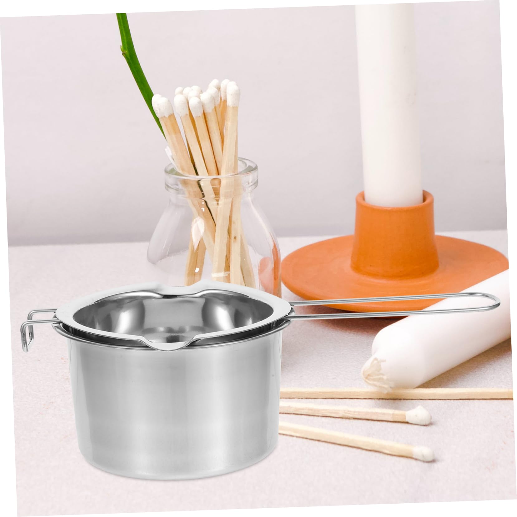 Holibanna 2 Series Kit De Crisol Para Velas Derretidas Elaboración Derretir Soja Cera Suministros Para Hacer Velas Suministros De Velas De Bricolaje Acero Inoxidable Plata 2 Piezas*2