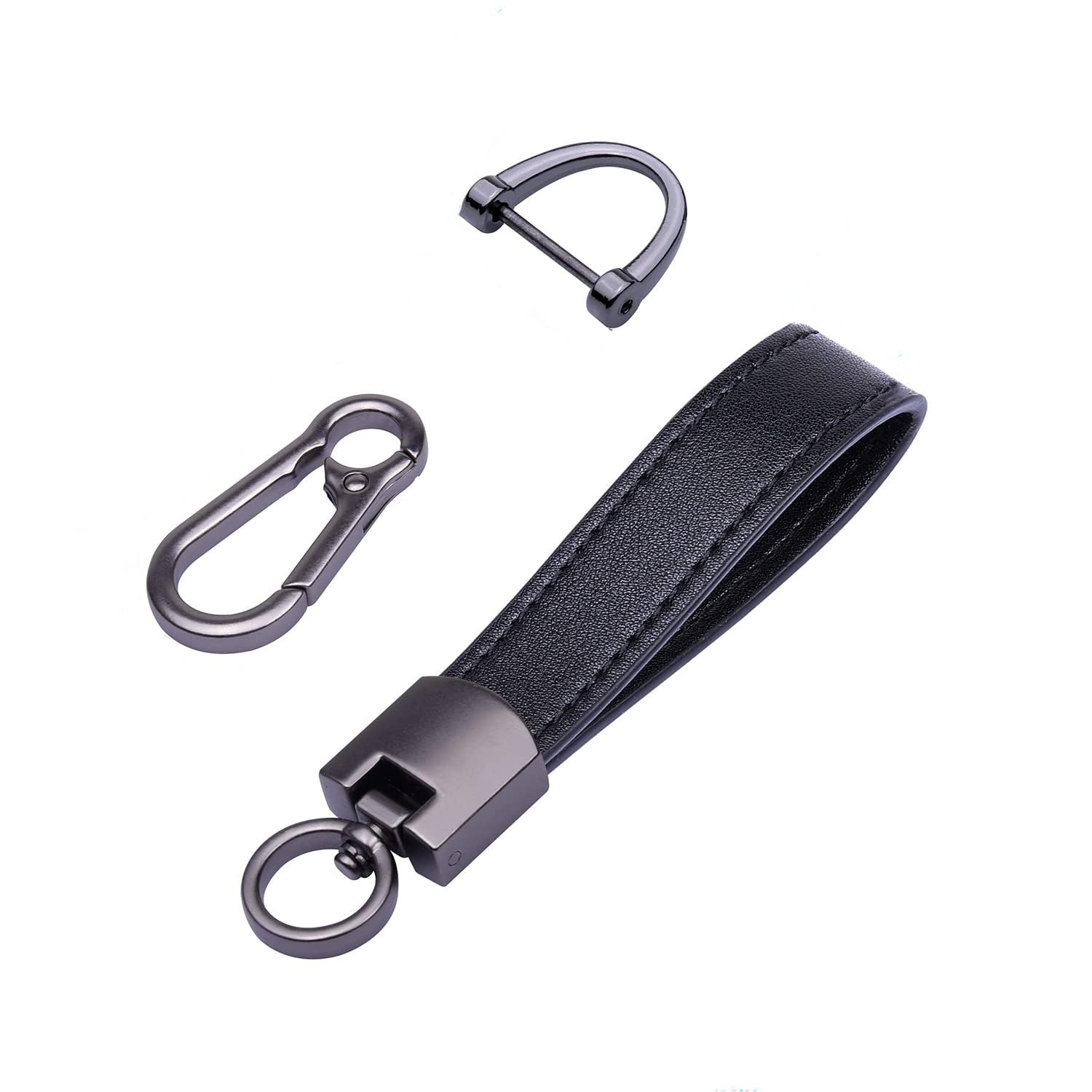 Porte-clés Voiture Fibre De Carbone Pour Honda Type R - Anneau En D Pivotant, Cuir, 12.5 Cm - Cadeau Conducteur