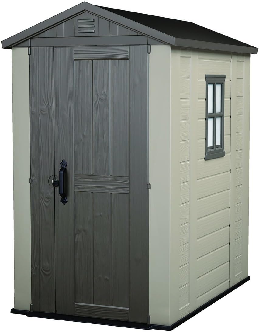 Keter Factor 4x6 Outdoor Storage Shed Kit-Perfect to Store Patio Furniture, Garden Tools, Bike Accessories, Beach Chairs and Push Lawn Mower