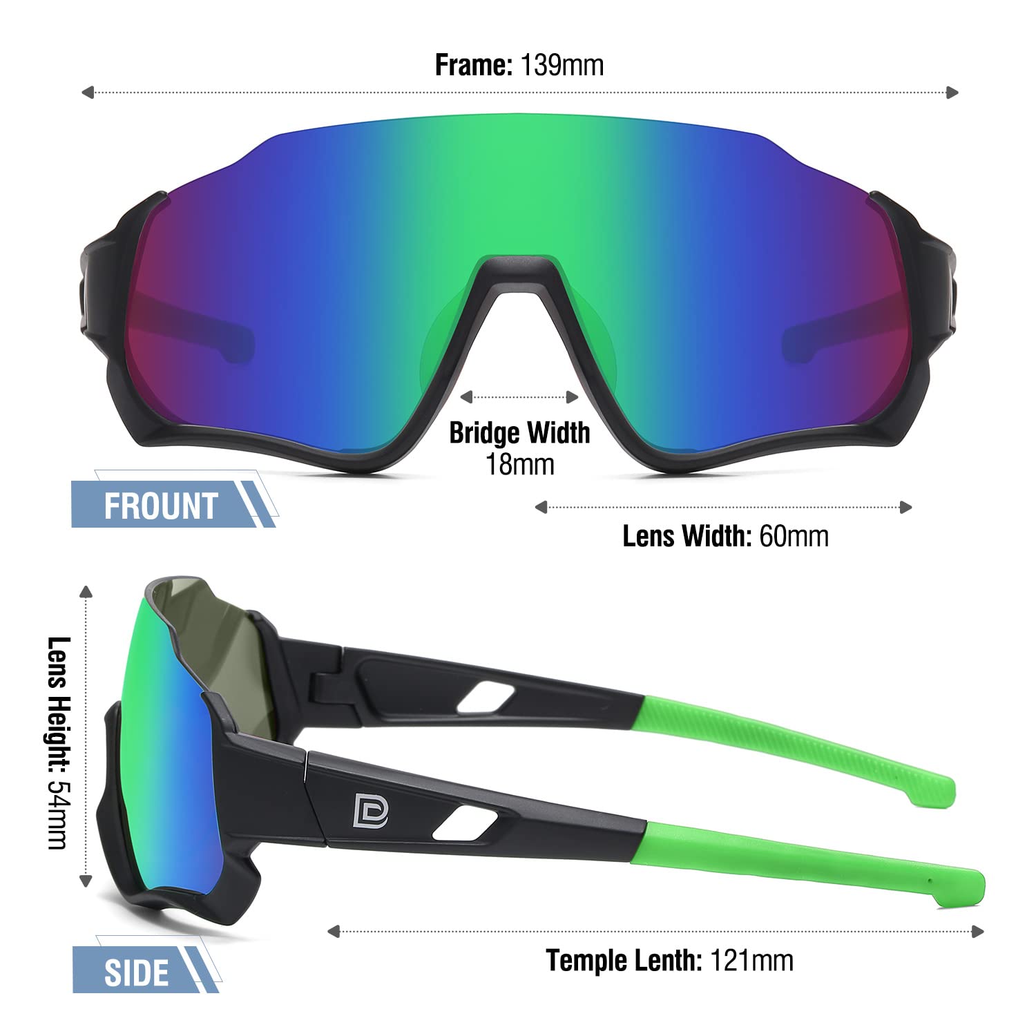 DUCO Polarized Kids Sunglasses Youth Baseball Sun Glasses Sports Teens Cycling Shades Boys Girls with 3 Lenses DK280