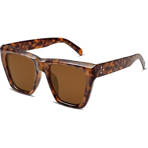 SOJOS Fashion Oversized Square Cat Eye Polarized Sunglasses for Women Trendy Cateye Style Womens Sunglasses SJ2179