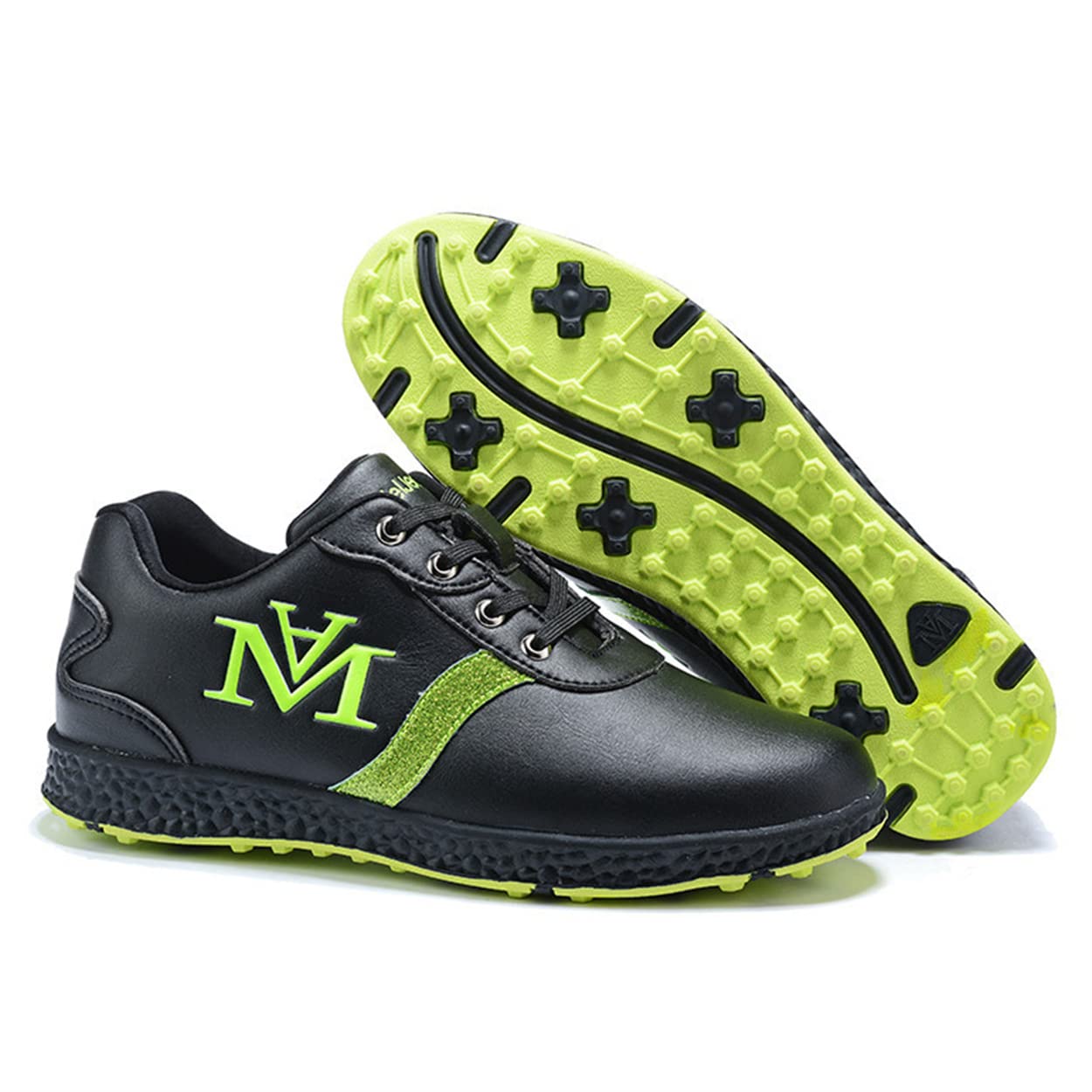 WJFGGXHK Spikeless Golf Shoes Women's Golf Sport Sneakers Waterproof Leather Golf Shoes,Black,40 EU