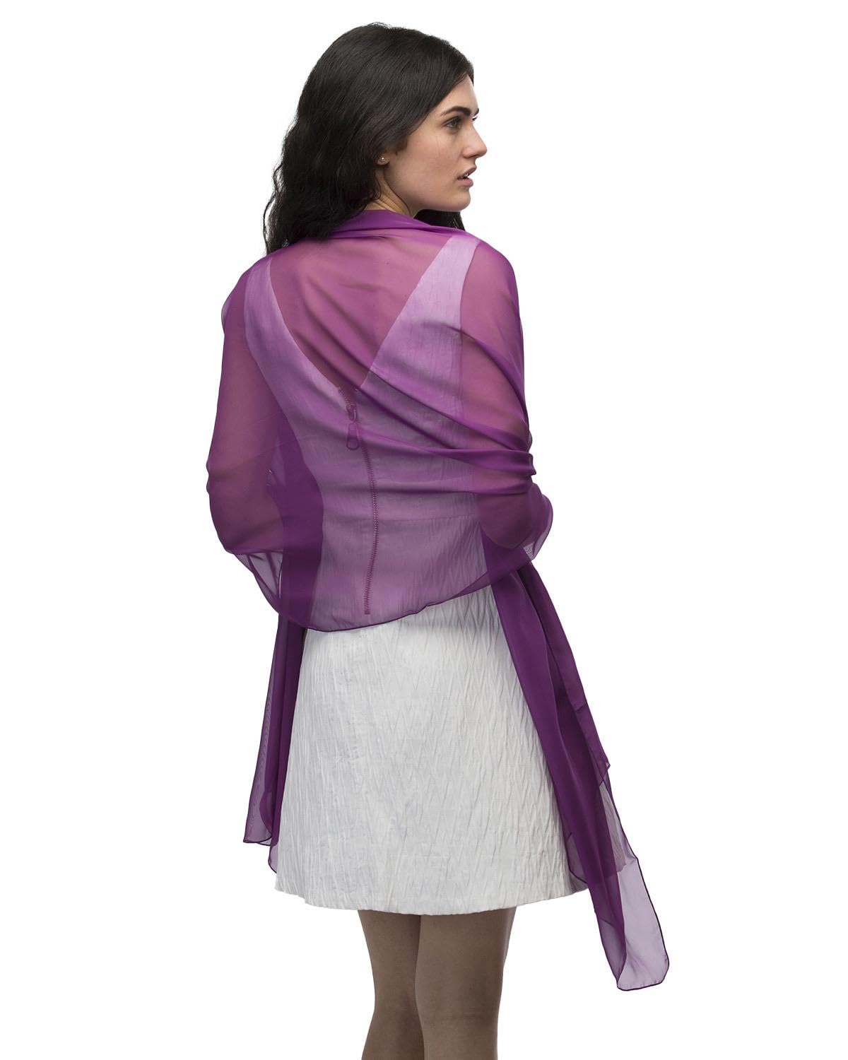 Basic Sense Large Plain Chiffon Shawl Scarf - Vibrant Sheer Accessory for Weddings and Evening Party, Plum
