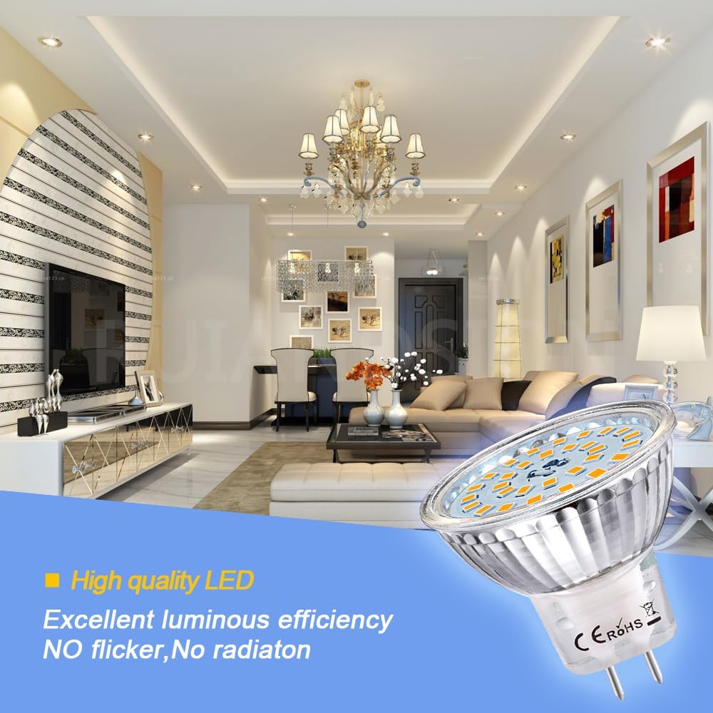 Ruiandsion MR16 LED Bulbs 12V 4W, 2835 30SMD Chips, Warm White Light, 40W Halogen Equivalent, GU5.3 Bi-Pin Base for Outdoor Landscape Flood Track Recessed Lighting - Pack of 5