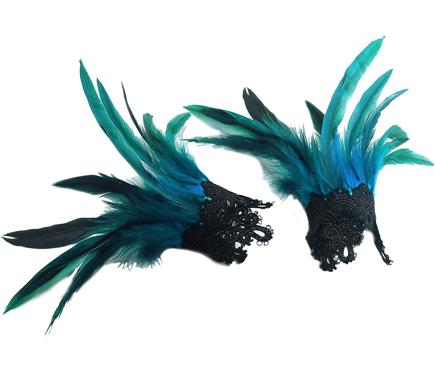 keland Mardi Gras Kostüme Gothic Feder Manschette Handgelenk Armband für Halloween (Saures Blau)
