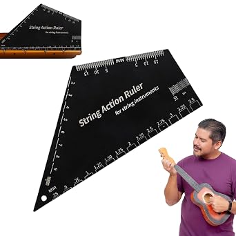 Guitar Gauge Fretrocker - Stainless Steel Bass Guitar String Height Gauge - For String Instrument Making, Ukulele, Mandolin, Bass