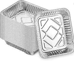 Formas de alumínio 22 x 33 – Formas descartáveis de meio tamanho para assar no forno, bolos, assar peru, preparar alimentos, armazenar, congelar e irritar