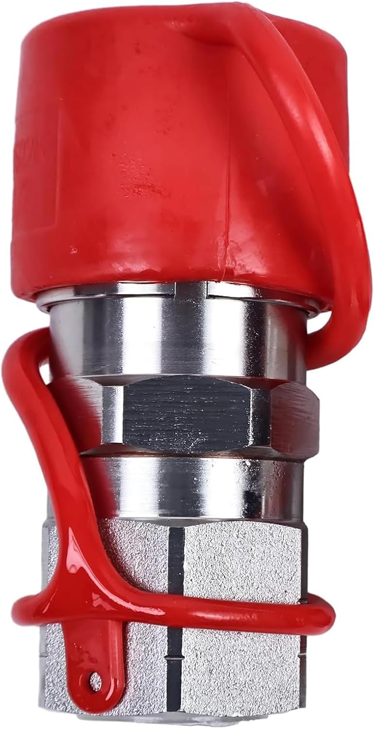 FridayParts Hydraulic Flat Face Quick Coupler Kit 195-6525 195-6526 1956525 1956526 Compatible for Caterpillar CAT 236D 242D 226B3 613G 910K 906M 930G Replacement (Female Flat Face Coupler 195-6525)