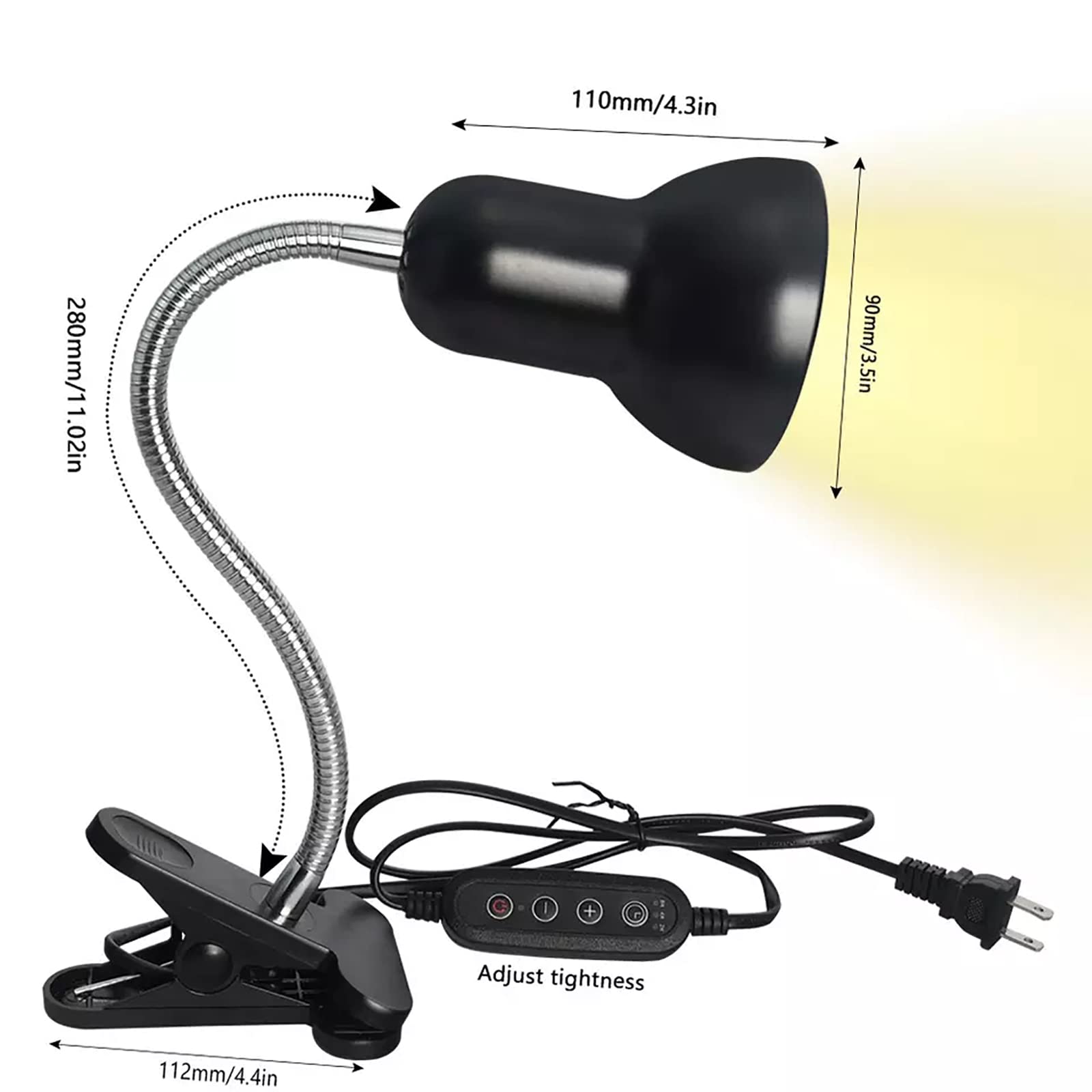 Stojak Na Lampę Dla Gadów, Składana, Regulowana Lampa Grzewcza Dla Zwierząt Z 3-biegową Funkcją Pomiaru Czasu I Bezstopniowym Ściemnianiem, Kompatybilna Żarówek E27, Dla Żółwia Jaszczurki