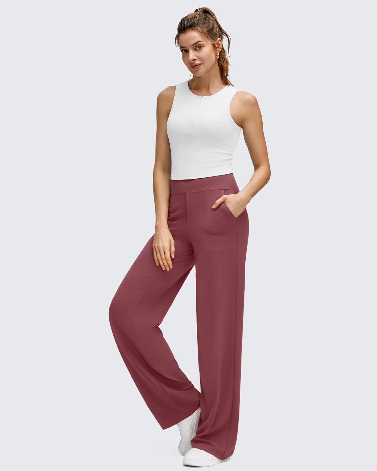 G4Free BareFeel High Stretch Wide Leg Pants for Women Soft Comfy Casual Yoga Pants with Pockets Petite/Regular/Tall - Image 8