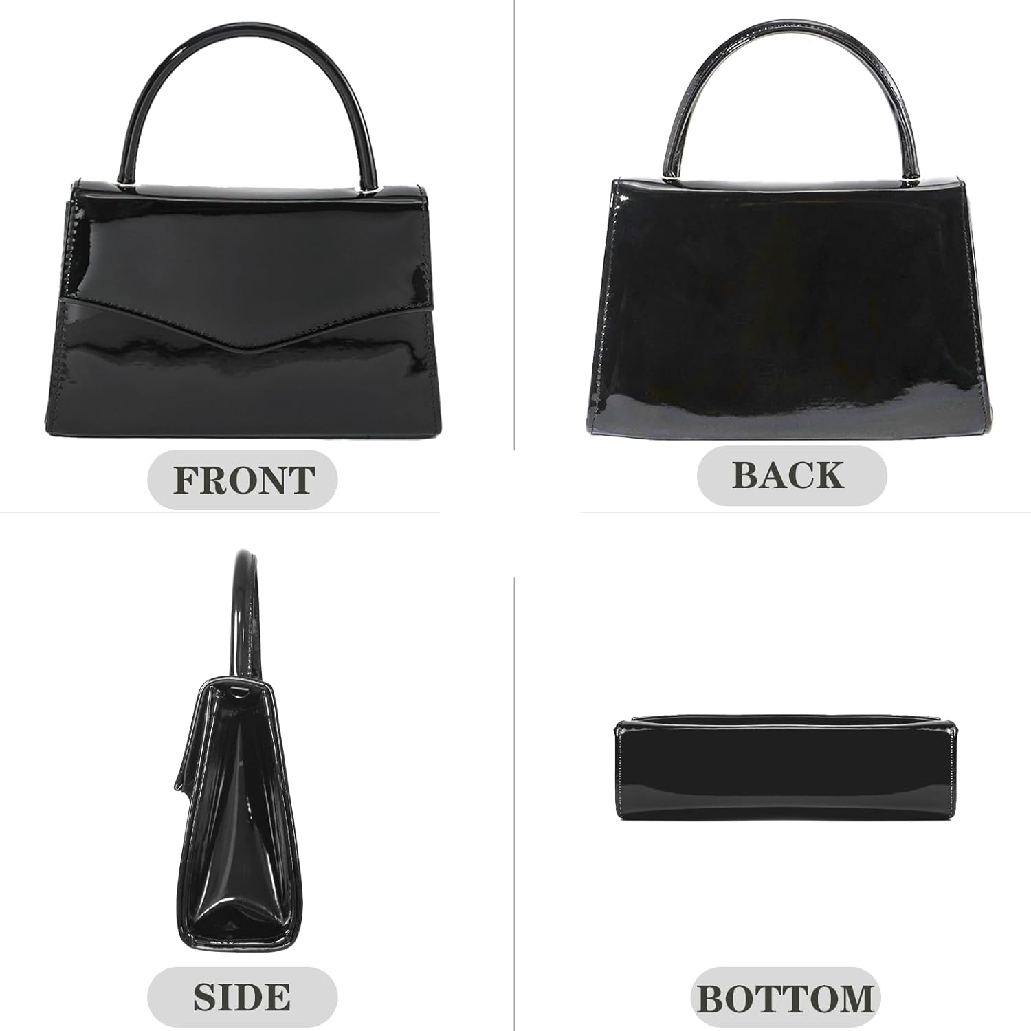 Evening Clutch Purses for Women Patent Leather Purse Black Clutch for Formal Prom Wedding Party Brida Cocktail - Image 7