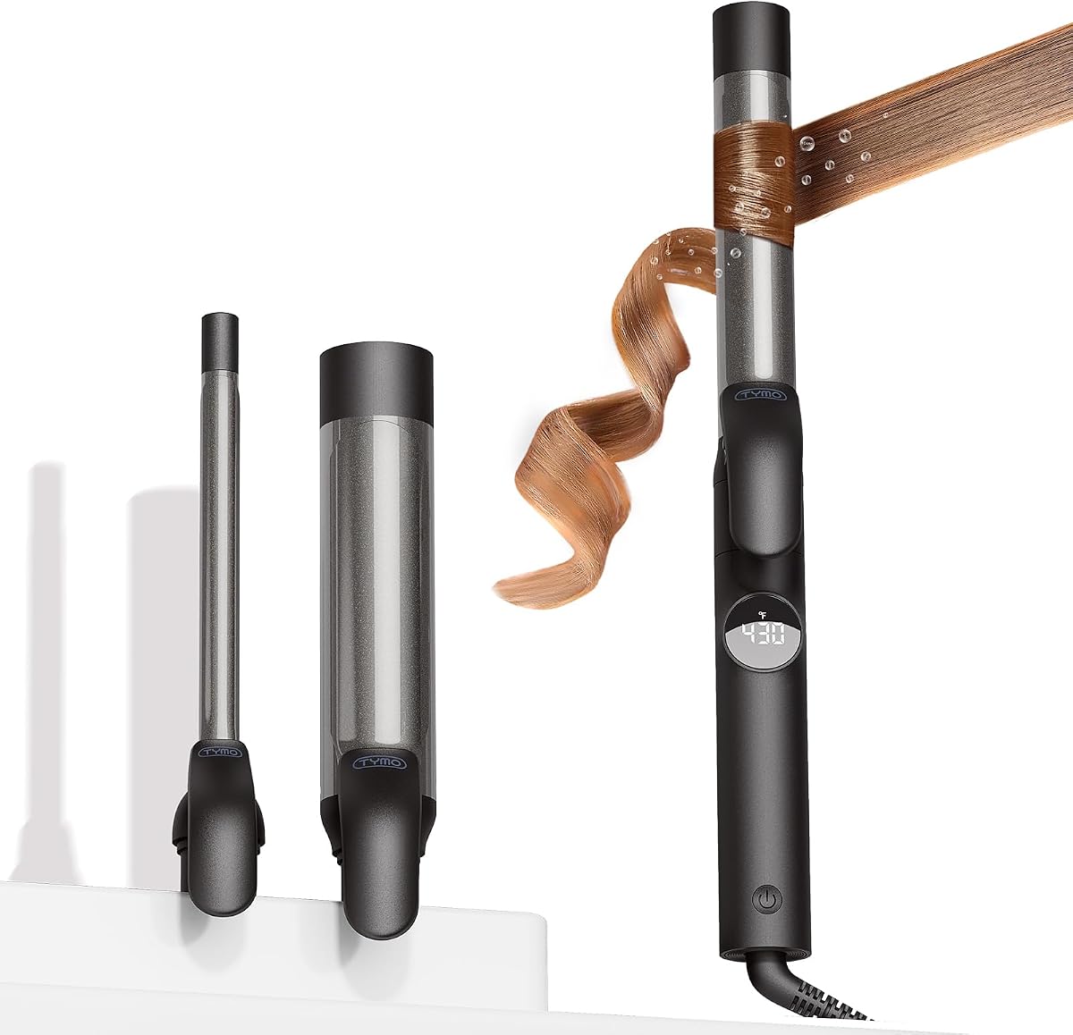 Curling Iron Set - 1/2, 1, 1 1/2 Inch Professional Ceramic Hair Curler for Spiral Curls & Beach Waves, Ionic Curling Wand for Women Short/Long Hair, Fast Heating, Dual Voltage & 5 Temps, Black