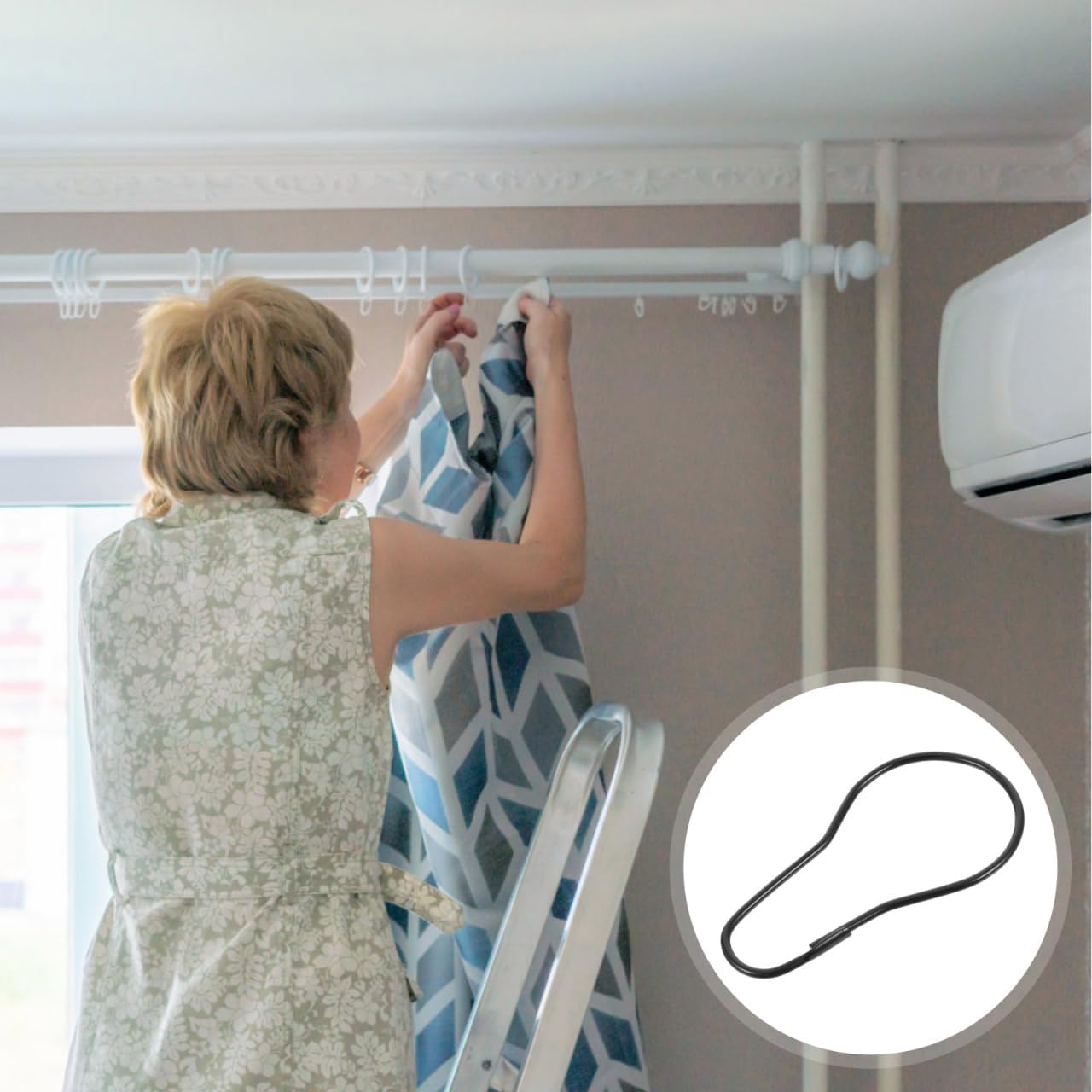 20 Pack Shower Curtain Hooks Gourd Buckle Curtain Hanging Clips Reusable Metal Shower Hangers for Bathroom Bedroom Kitchen Window Curtains 2.75 X 1.57 X 0.07 in