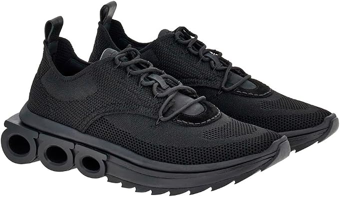Salvatore Ferragamo Nima Black Leather Lace Up Sneaker