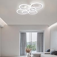 Vista 2 de Vikaey Lámpara de Techo LED Moderna de Montaje al Ras, 6 Anillos Blancos Lámpara de Techo Cerca del Techo, Lámpara de Iluminación para Sala de Estar