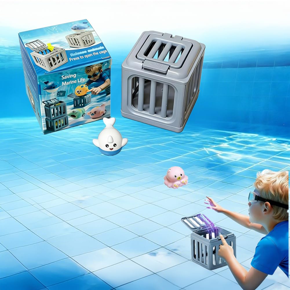 Underwater Dive Rescue Toys, Water Swimming Dive Pool Game, Diving Cages Toy with Animals Floating, DiveCages Floating Sinkies for Kids Swim Training Summer Bath Toys — view 12