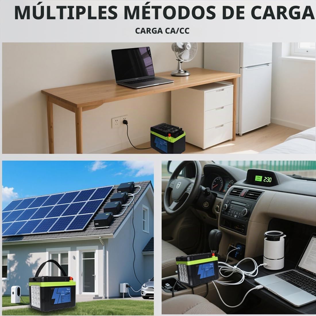 Anern Banco de Energía Solar 100W Estación de Energía Portátil con 2 Bombillas LED y Carga Panel de luz Brillante de 15000mAh 220V Generador Solar para Camping, Viajes