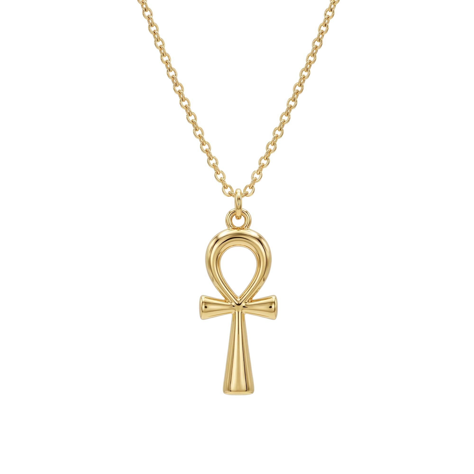 MEVECCO Gold Dainty Cross Necklace 18K Gold Plated CZ Turquoise Faith Pendant Necklace Minimalist Handmade Crucifix Chain Necklace Gift