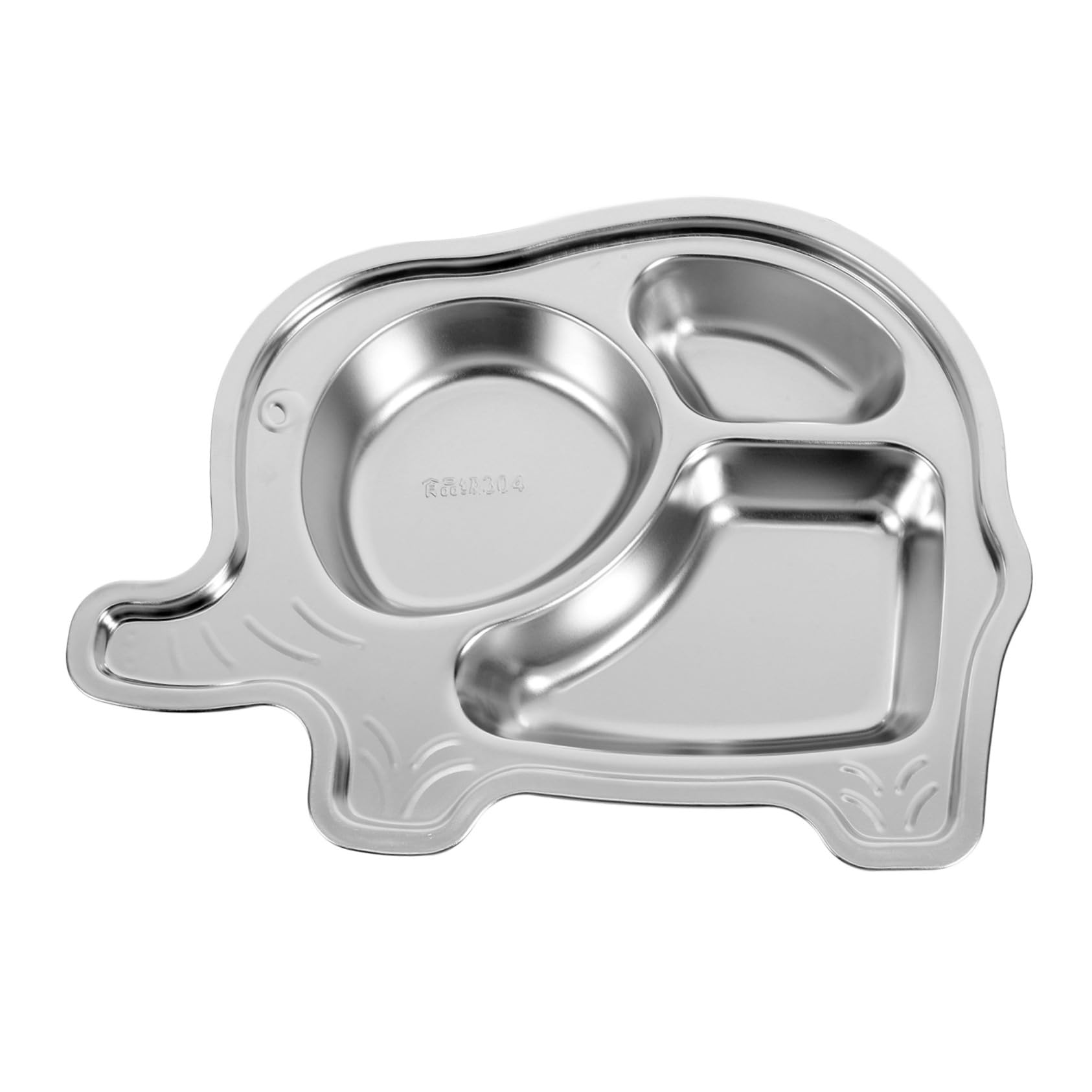 Cabilock Adorable Boys and Girls Dish Set Elephant Design Dinner Plate Stainless Steel Plates for Toddlers