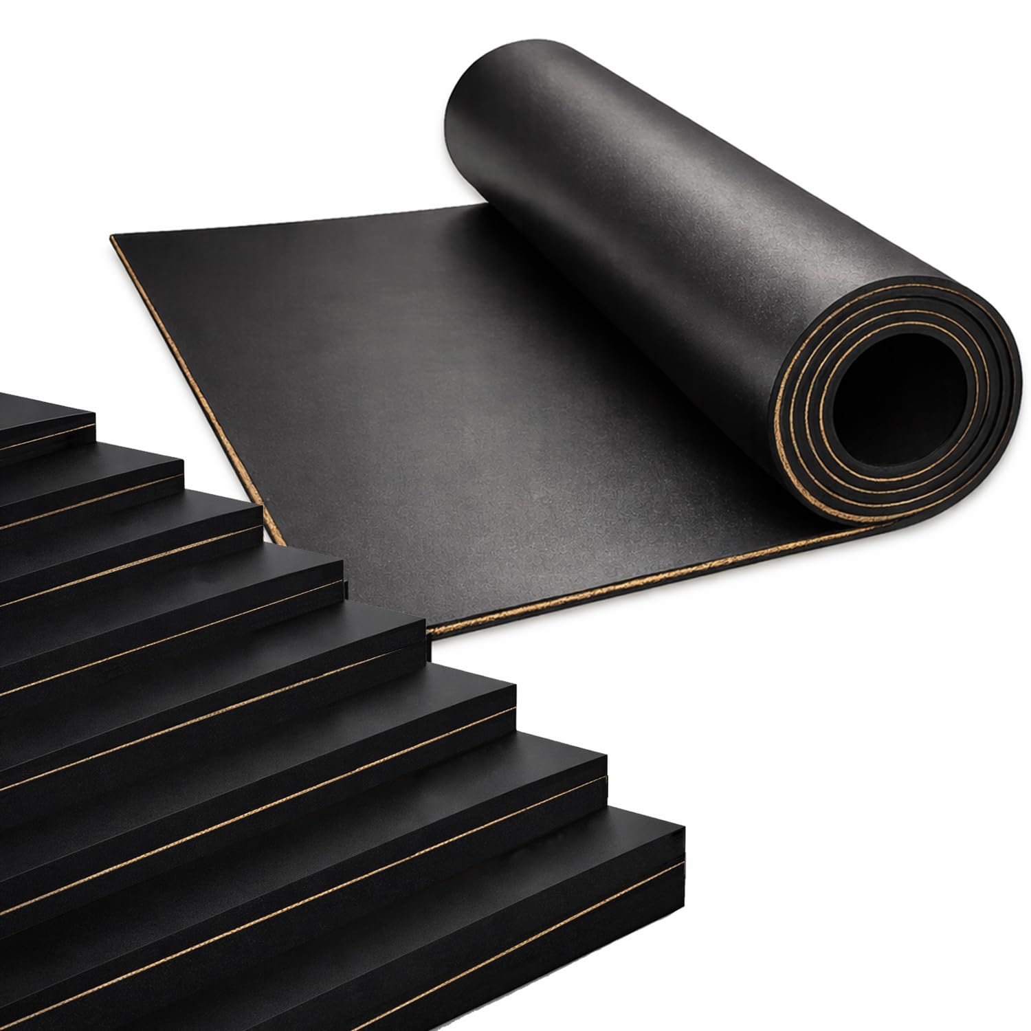 Tappeto in Gomma Antiscivolo con Tela Intermedia, Rotolo 140 cm Larghezza, 1–10 m Lunghezza, Antivibrazione, Anti Allungamento, Resistente all’Umidità, per Officina, Industria, Banco da Lavoro