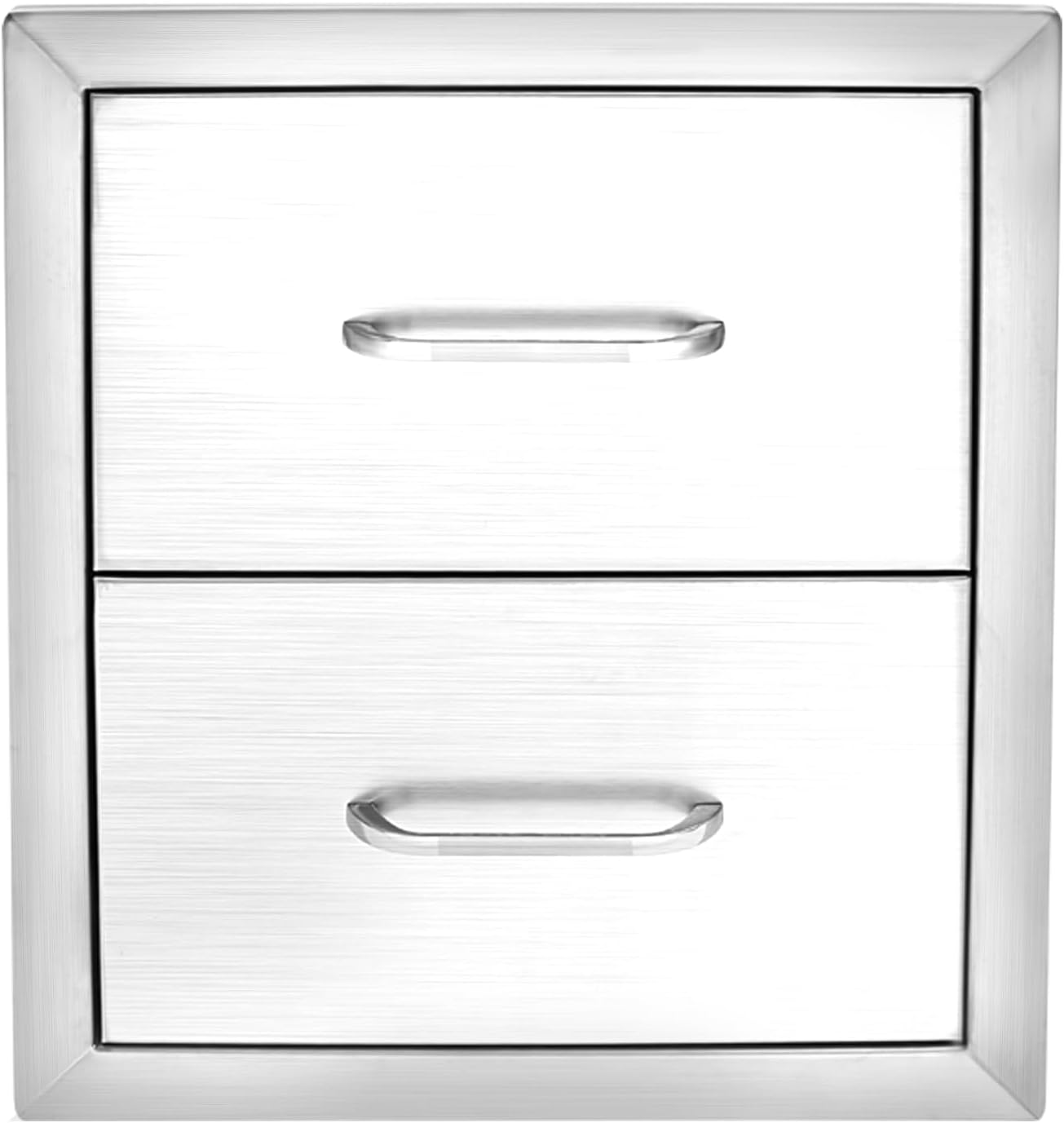 Outdoor Kitchen Drawers, Stainless Steel 2-Drawer BBQ Drawer with Recessed Handles, 13"x 20.5"x 21" Flush Mount BBQ Drawers for Patio Grill Station & BBQ Islands (13 * 20.5 * 21in)