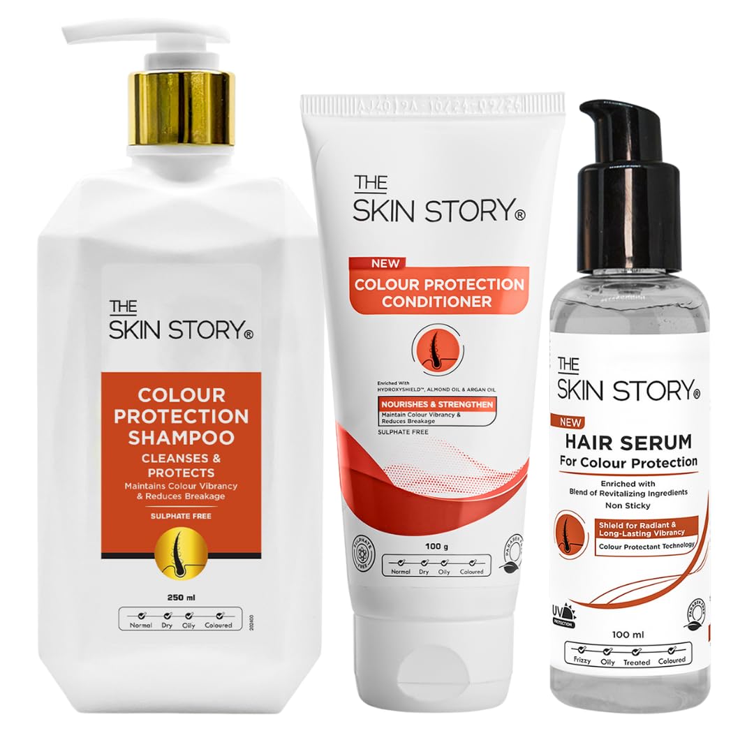 The Skin Story Colour Protection Shampoo, Conditioner & Serum Trio| For Coloured Hair | UV Protection & Anti-Fade Formula | Helps Protect Colored Hair | Vitamin E & Glycerin for Nourishment & Hydration | Sulphate & Paraben Free | Locks in Colour | Smooth & Shiny Hair | Shampoo 250ml & Conditioner 100g & Serum 100ml-image-31