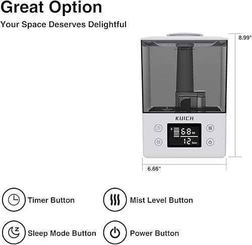 Miniatura 2 de Humidificadores de aire de 2.4L para dormitorio y bebé - Humidificador de aire de vapor frío silencioso de 26dB para guardería y plantas,